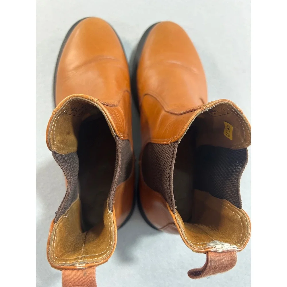 Dr. Martens Flora Chelsea Boots Mens Size 9 Tan Leather Elastic Gusset Shoes